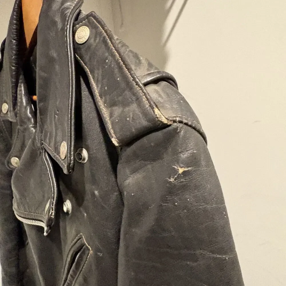 Vintage Schott Perfecto 618 Steer Hide Leather Jacket Men's Size 40 Motorcycle